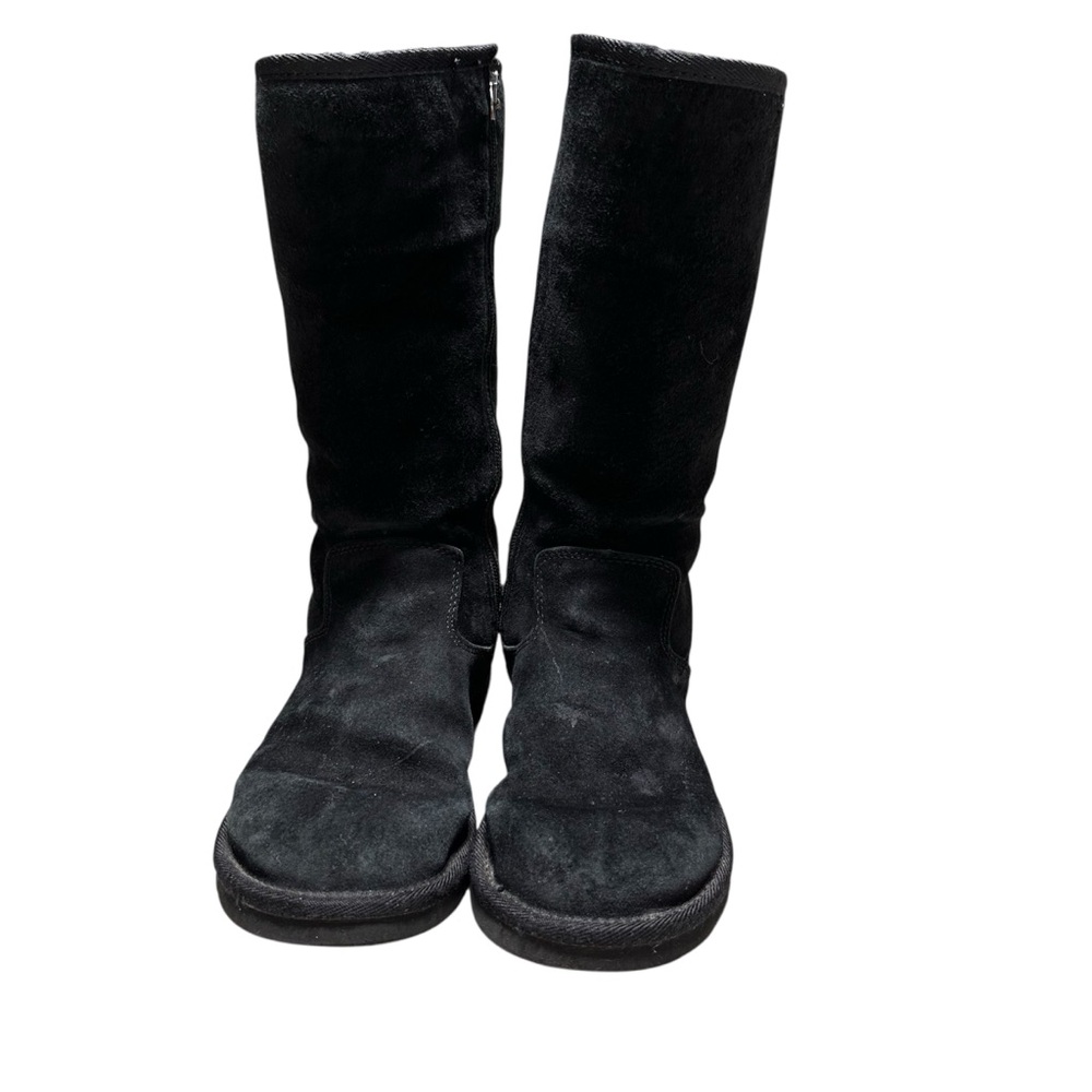 UGG Classic Black Leather/Sheep skin Zip up Warm Winter Snow boots